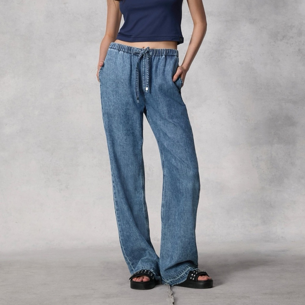 Rag & Bone Ultra Featherweight Logan Wide-Leg Beach Pants Denim Blue 25